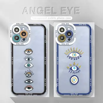 Прозрачный чехол Для телефона 15 14 13 12 11 Pro Max Mini XR XS Max X XS 7 8 6 6S Plus SE 2022 Angel Eyes Fuuny Злые Глаза