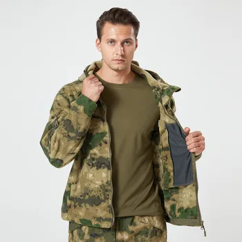 Новая мужская теплая флисовая куртка с капюшоном для занятий тактическими видами спорта на открытом воздухе charge ATFG камуфляжная флисовая куртка
