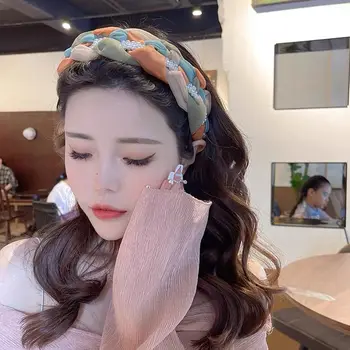 Простой подарок для умывания Милая летняя фея Женская сетчатая повязка на голову из органзы плетеная повязка на голову в Корейском стиле обруч для волос головной убор