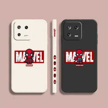 Чехол Для Телефона Xiaomi POCO F3 F4 F5 M2 M3 M4 M5 X2 X3 X4 X5 GT Pro Простой Жидкий Силиконовый Чехол С Принтом Marvel Человек-Паук Дэдпул