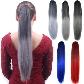 Оптовая продажа, Новые модные европейские и американские женщины высшего качества, синтетический парик с заколкой для прямых волос длиной 22 дюйма, меняющий цвет