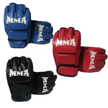 Профессиональные боксерские перчатки Мужские, на половину пальца, прочные боксерские перчатки для ММА, снаряжение для Муай Тай с мешками с песком