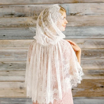 Женская кружевная шаль, свадебный шарф с кружевной отделкой в церкви, мягкий легкий шарф с капюшоном для жаркой погоды, солнцезащитные принадлежности