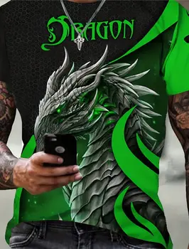 Мужская футболка с 3D-принтом в виде дракона и животных, уличная мода, повседневная одежда с коротким рукавом, дизайнерские повседневные футболки больших размеров