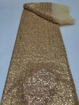 Африканская кружевная ткань с пайетками 2023, Высококачественная Нигерийская Французская тюлевая кружевная ткань для жениха, материал для пошива свадебных платьев